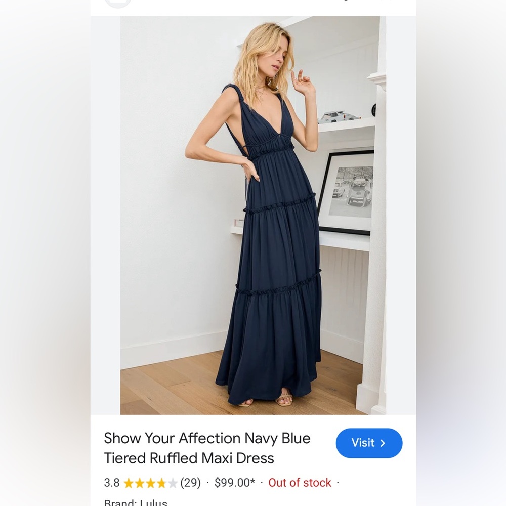 Boho Navy Blue Maxi Dress. Size XS. Lulu’s